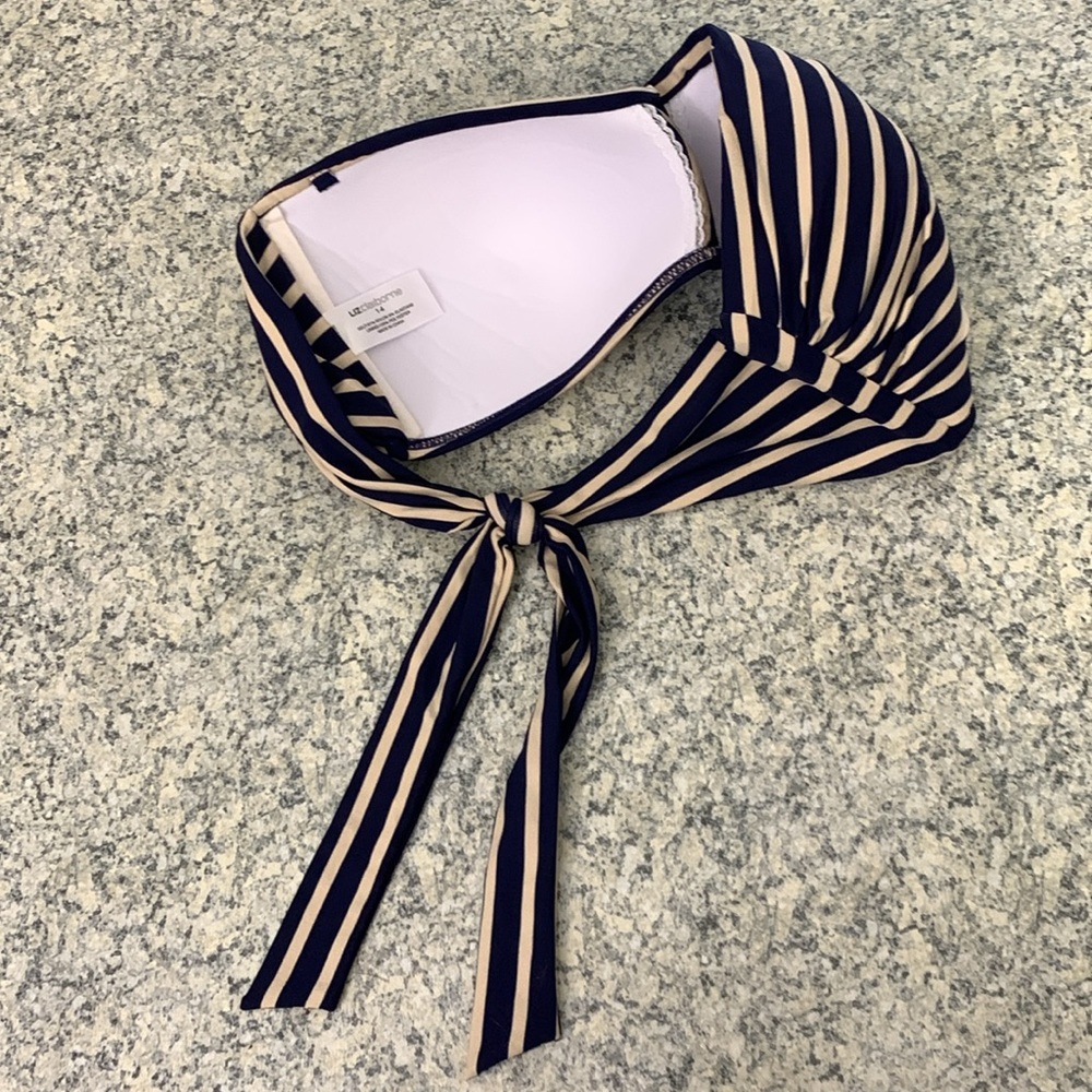 Liz Claiborne bandeau Bikini top size 14 back tied / adjustable strapless - Picture 3 of 9